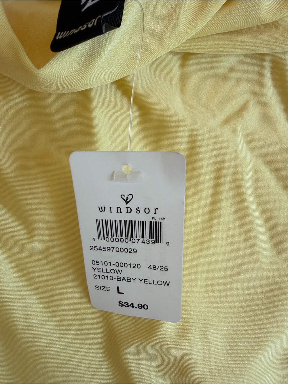 Tag on yellow garment